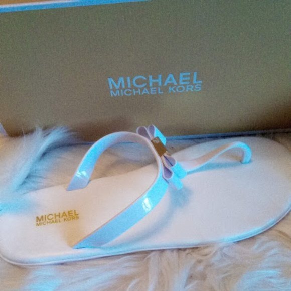 New In Box Michael Kors Jelly Plate White Thong Sandals Slip-Ons Slippers US 9M - Picture 4 of 17